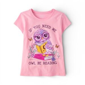 The Children's Place Pink Owl Reading T-Shirt Size XXL 16